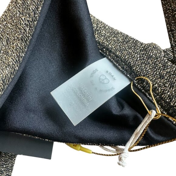 SOAH Sandy Triangle Bikini Top + High-Waisted Bottoms Swimsuit Gold Small NWT - Picture 5 of 12